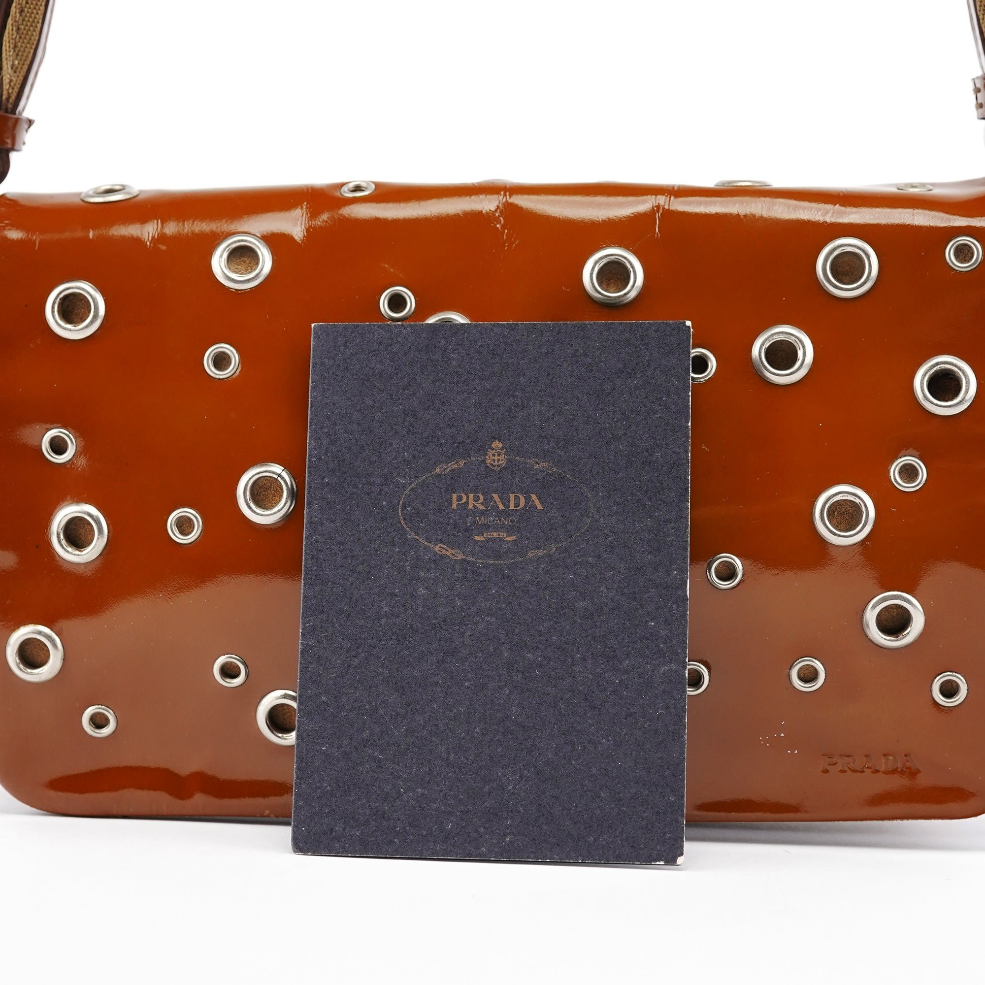 Fall 1999 Brown Patent Leather Eyelet Shoulder Bag
