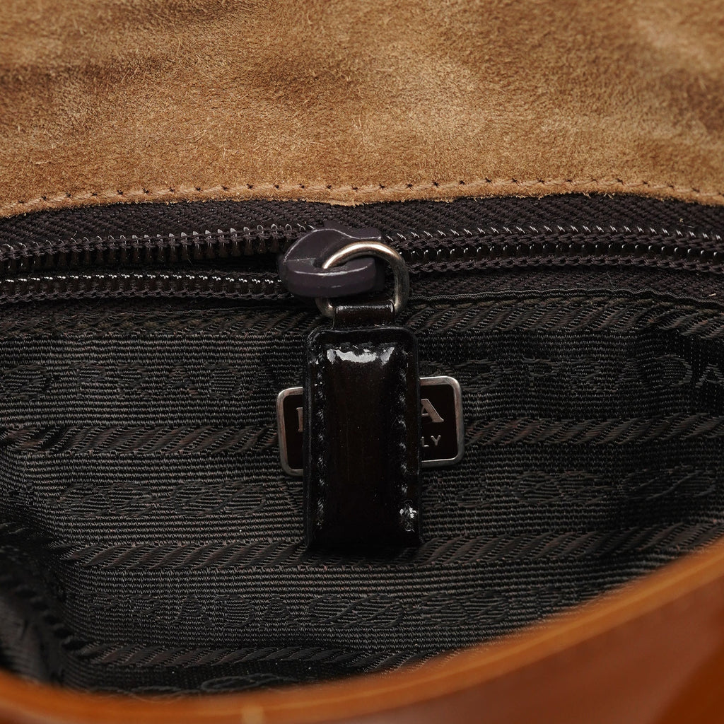 Fall 1999 Brown Patent Leather Eyelet Shoulder Bag