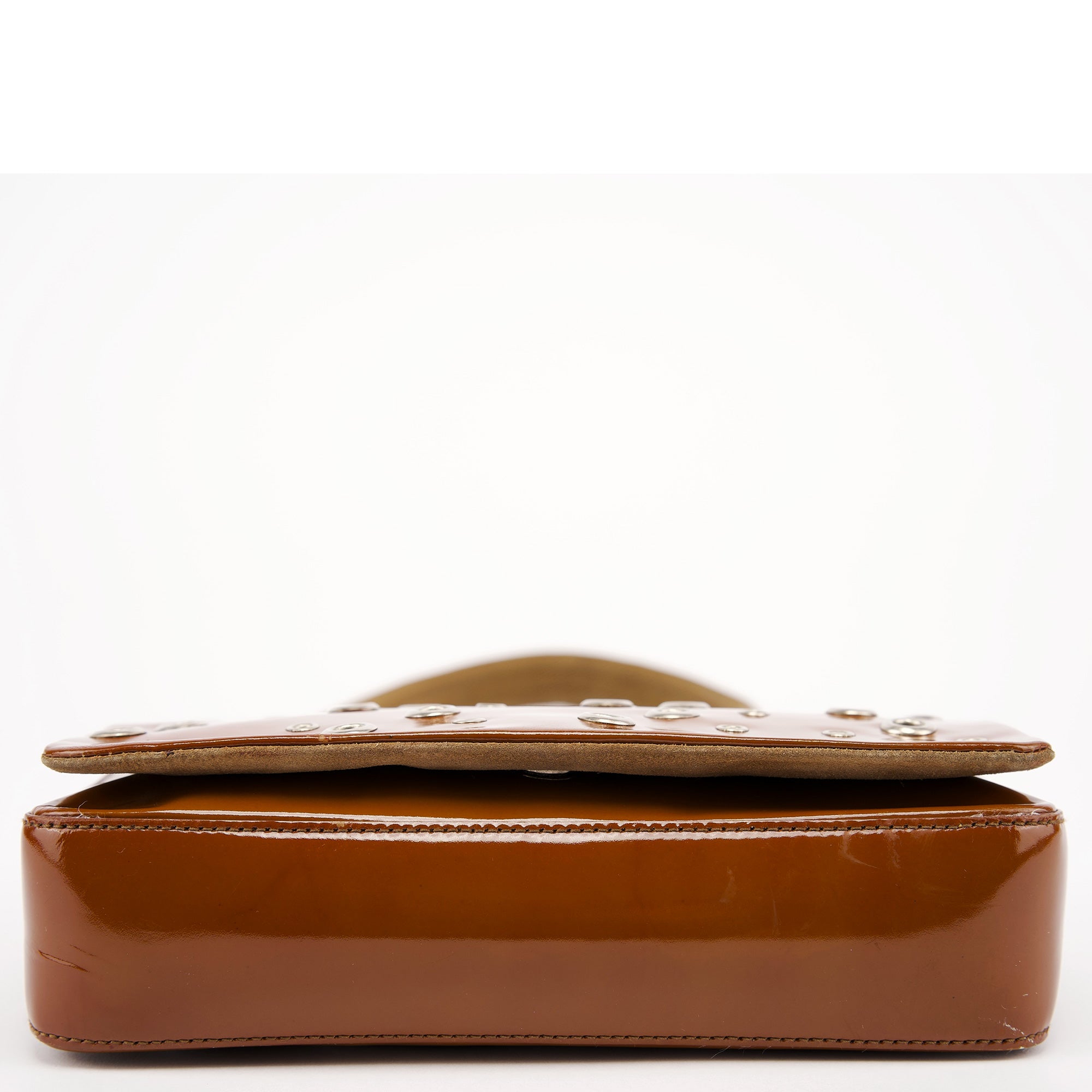 Fall 1999 Brown Patent Leather Eyelet Shoulder Bag