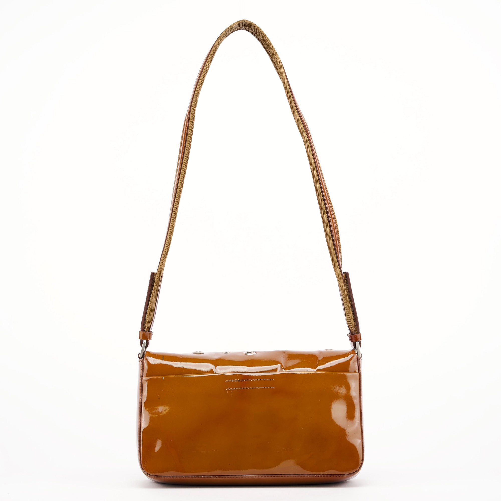 Fall 1999 Brown Patent Leather Eyelet Shoulder Bag