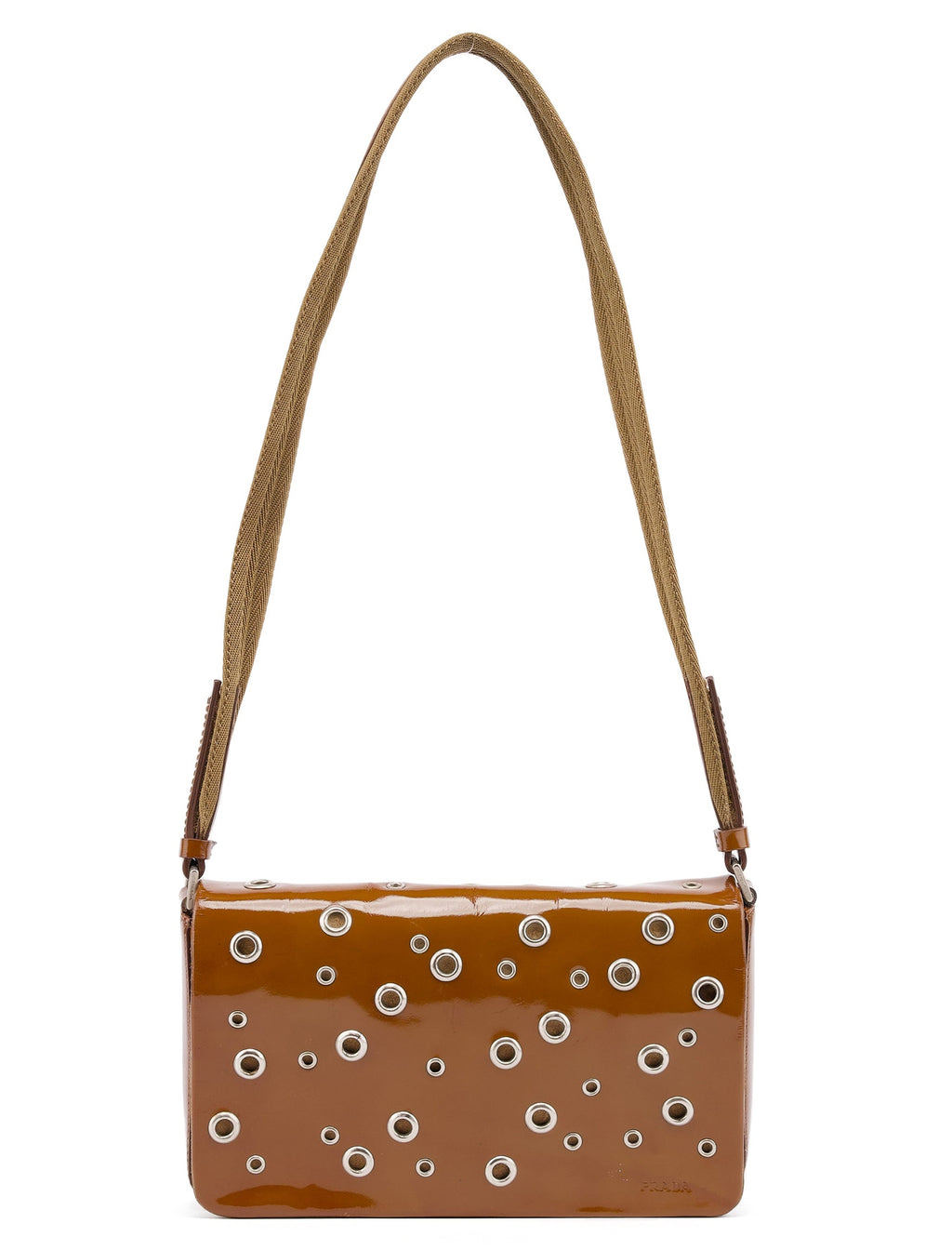 Fall 1999 Brown Patent Leather Eyelet Shoulder Bag
