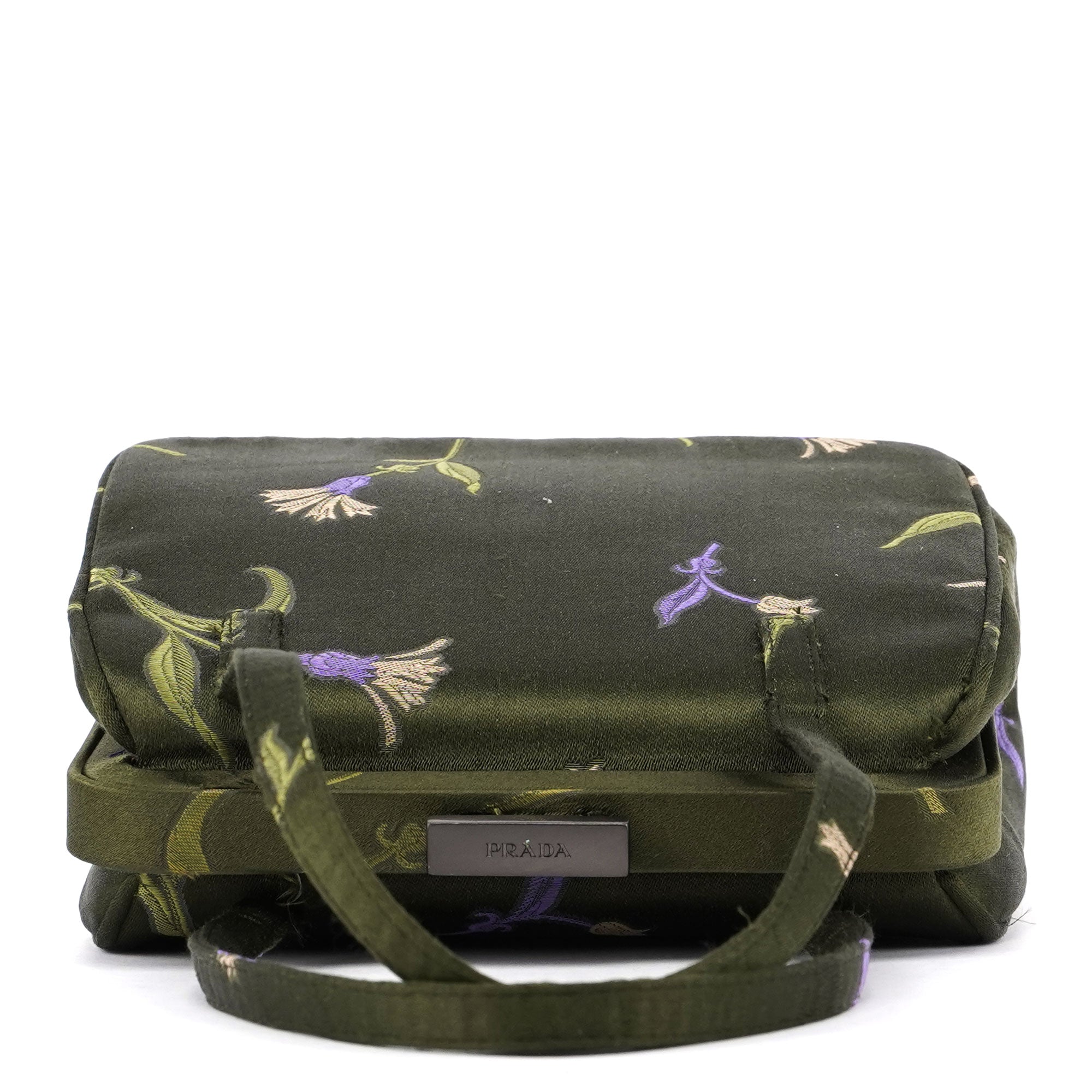 Green Silk Floral Clutch Bag