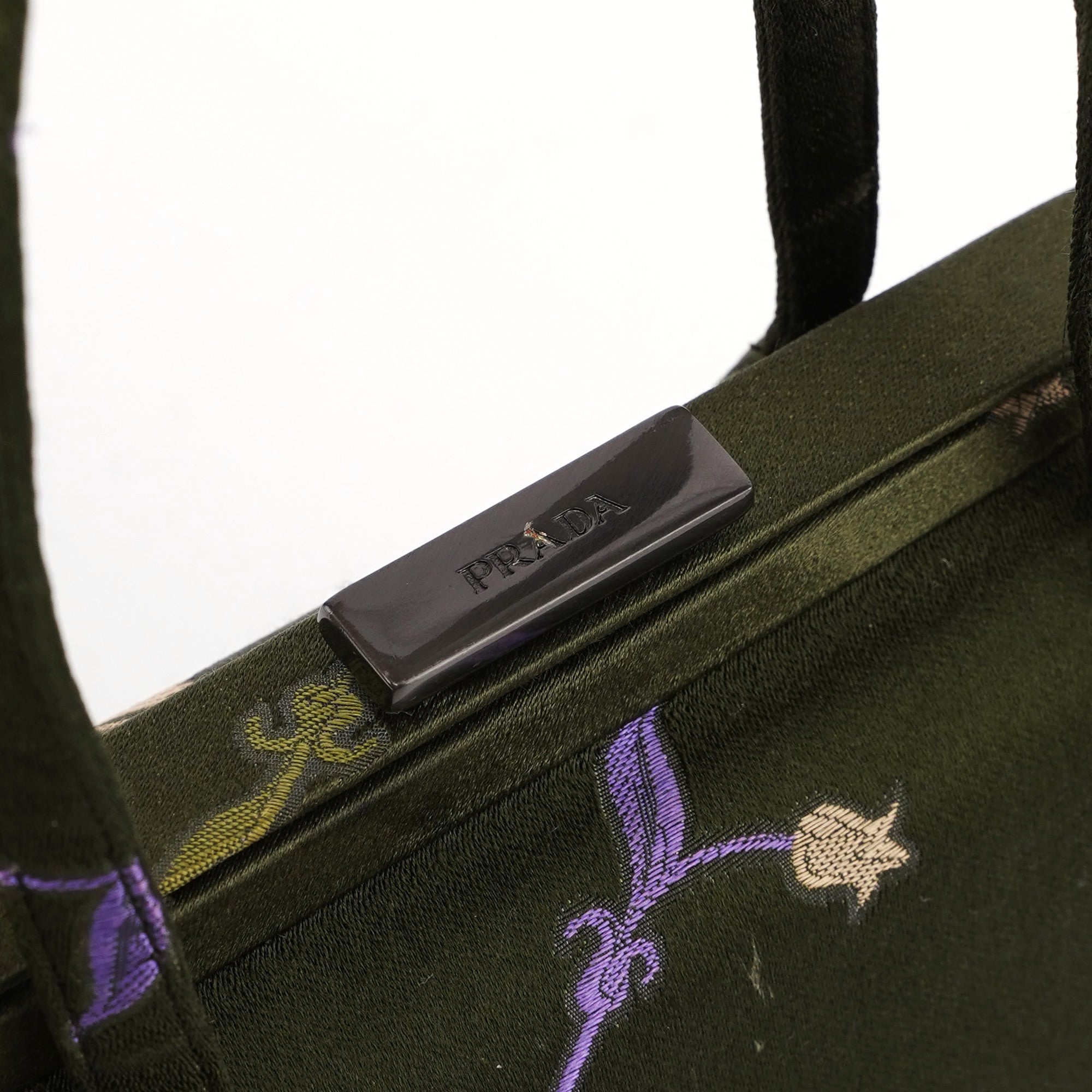 Green Silk Floral Clutch Bag