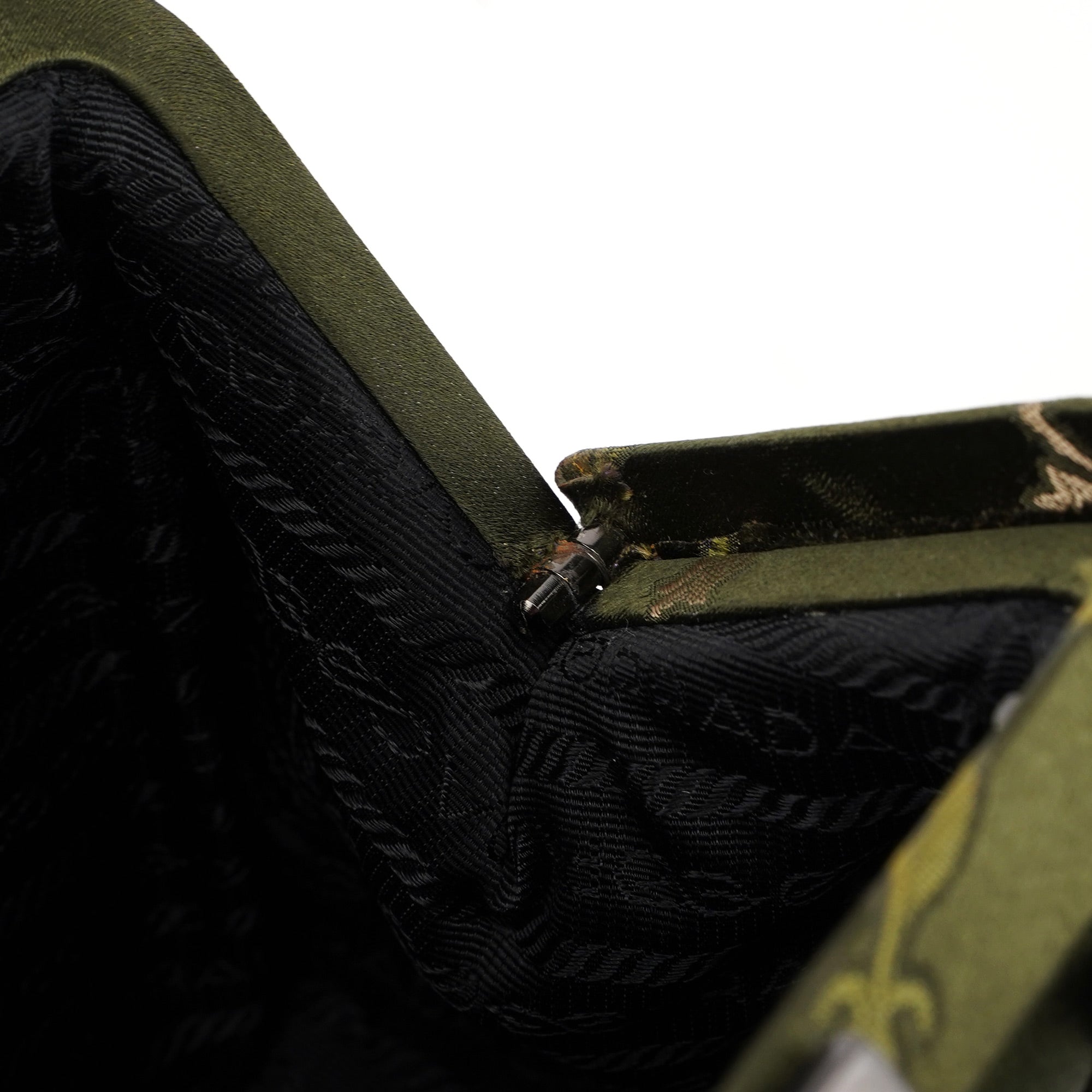 Green Silk Floral Clutch Bag