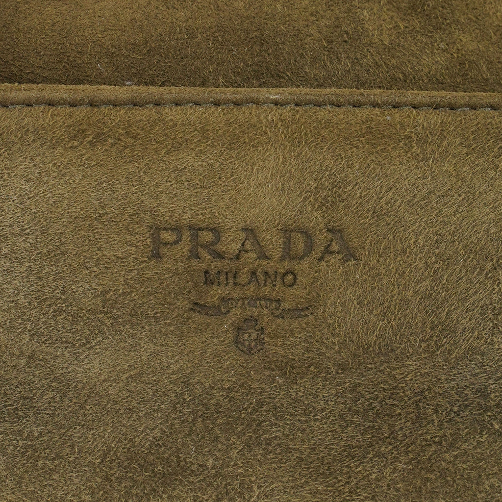 Green Suede Wood Handle Bag