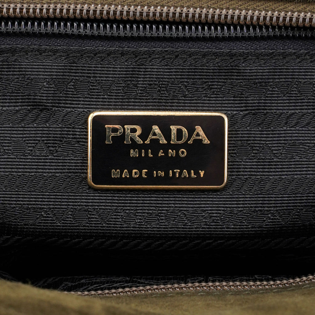 Green Suede Wood Handle Bag