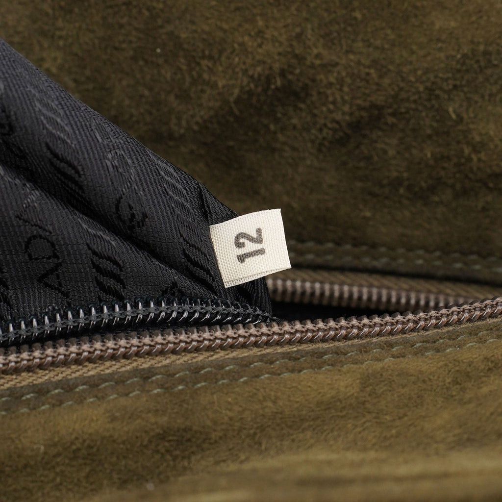 Green Suede Wood Handle Bag