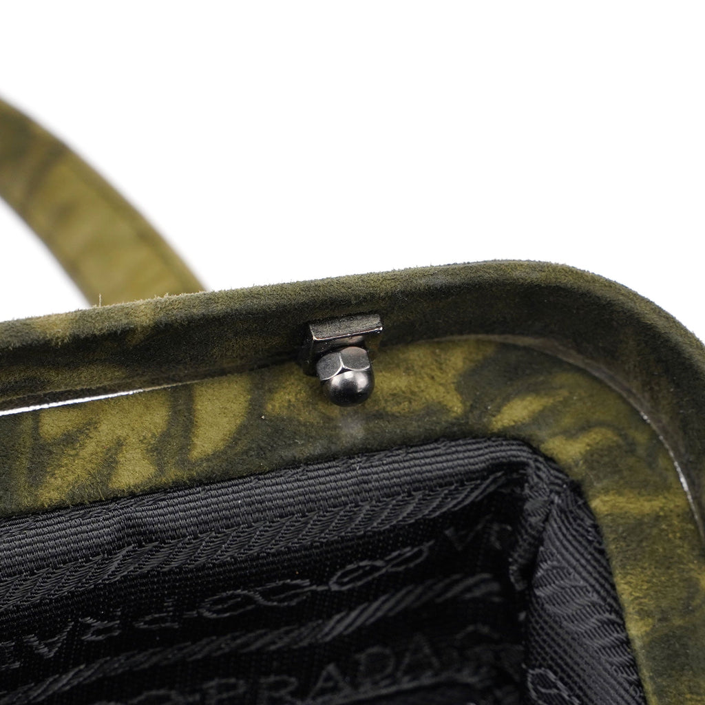 Green Tie Dye Suede Clutch Bag