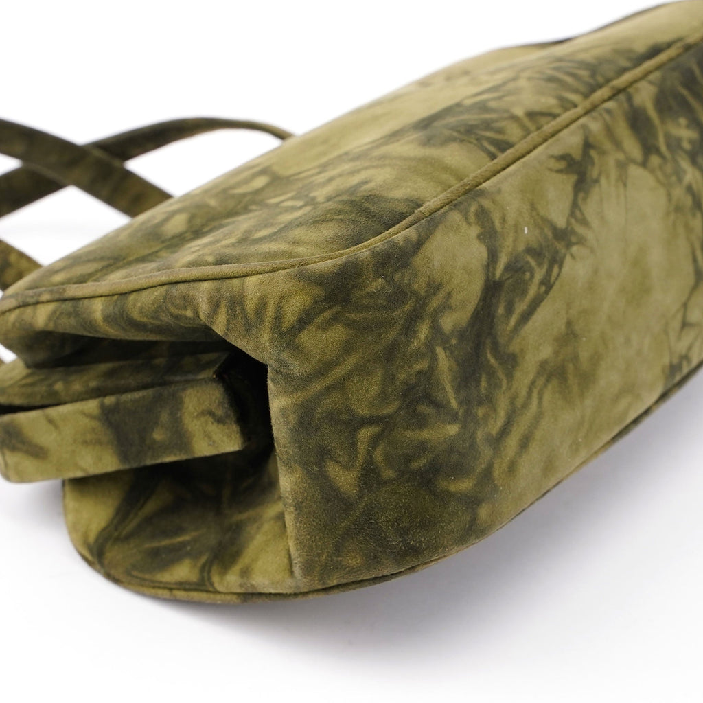 Green Tie Dye Suede Clutch Bag