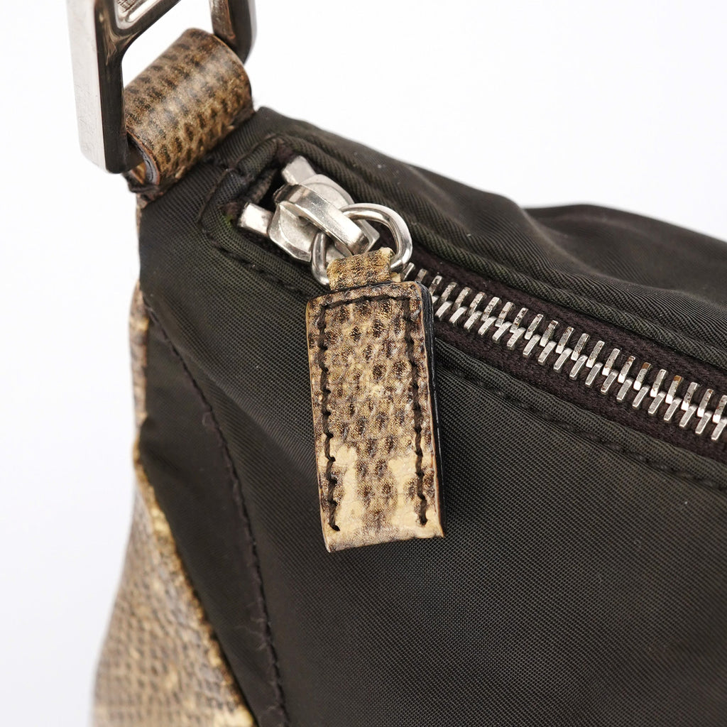Green Yellow Faux Python Hobo Bag