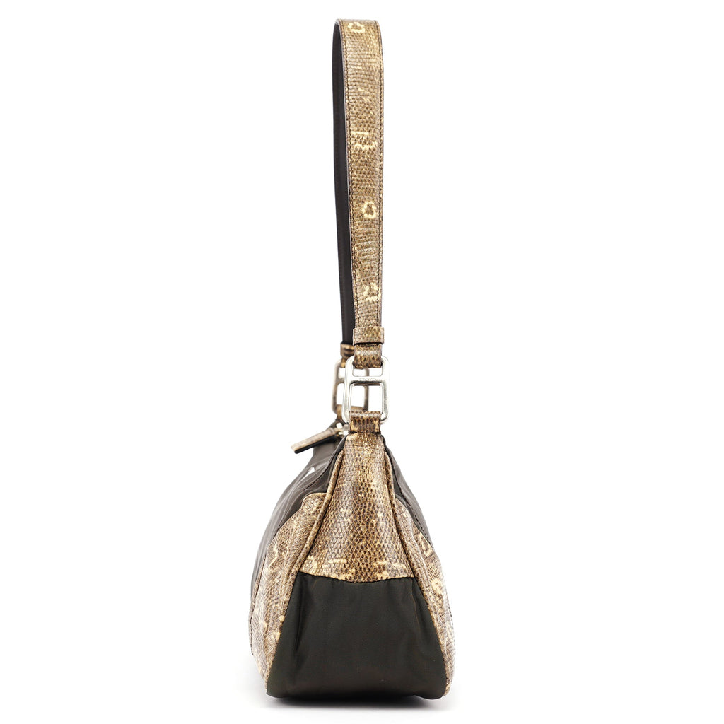Green Yellow Faux Python Hobo Bag
