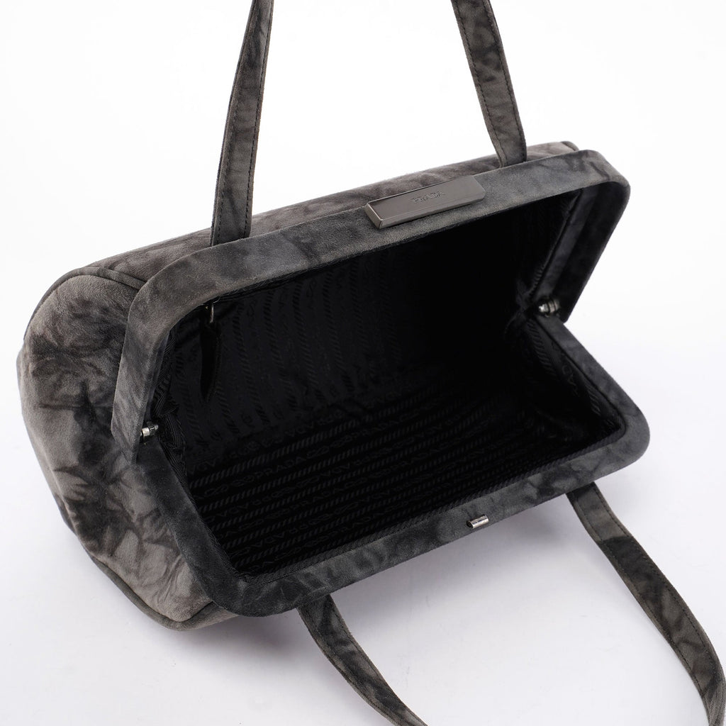 Grey Tie Dye Clutch Top Handle Bag