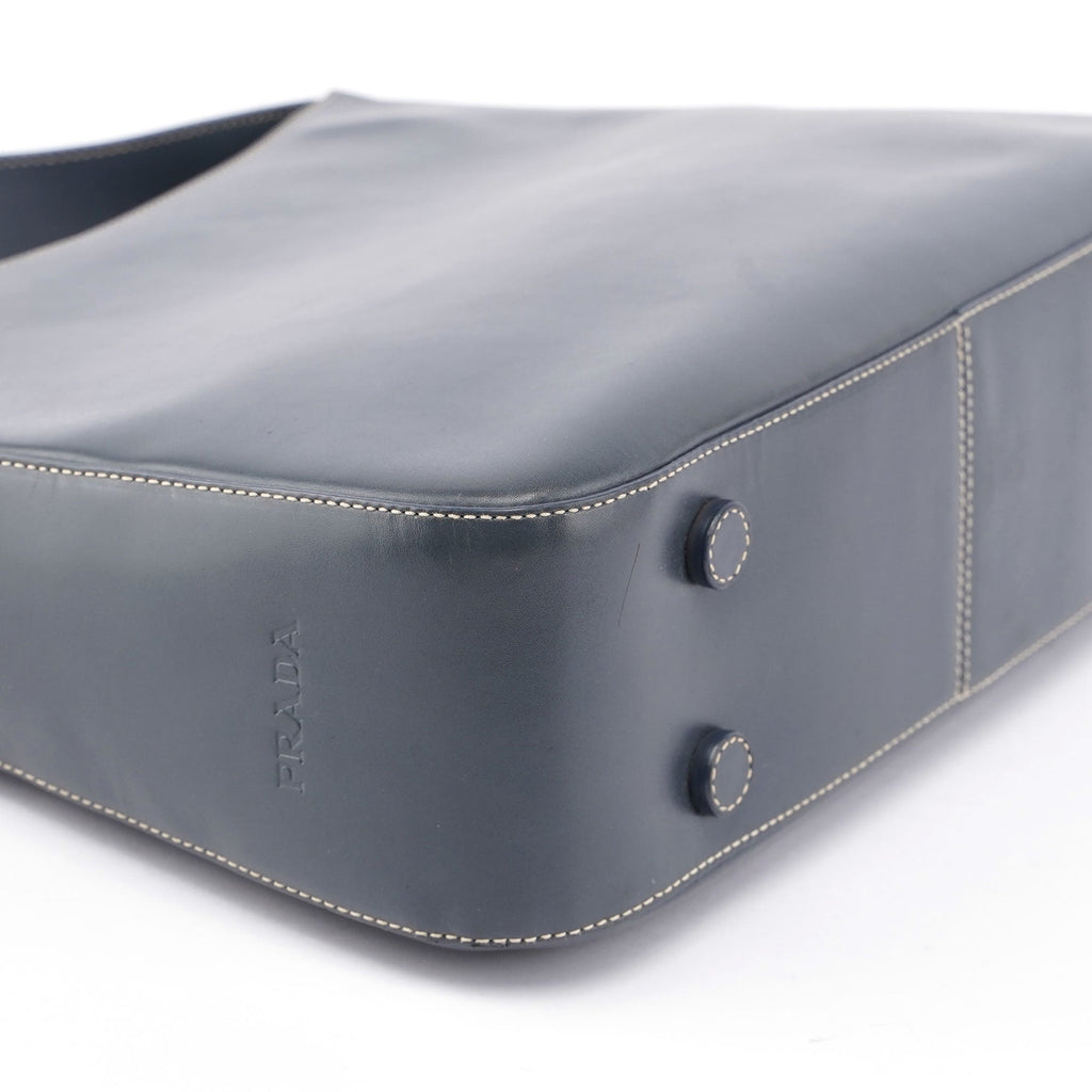 Grey Vitello Shoulder Bag