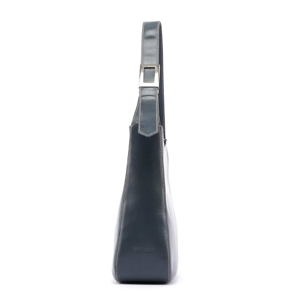 Grey Vitello Shoulder Bag