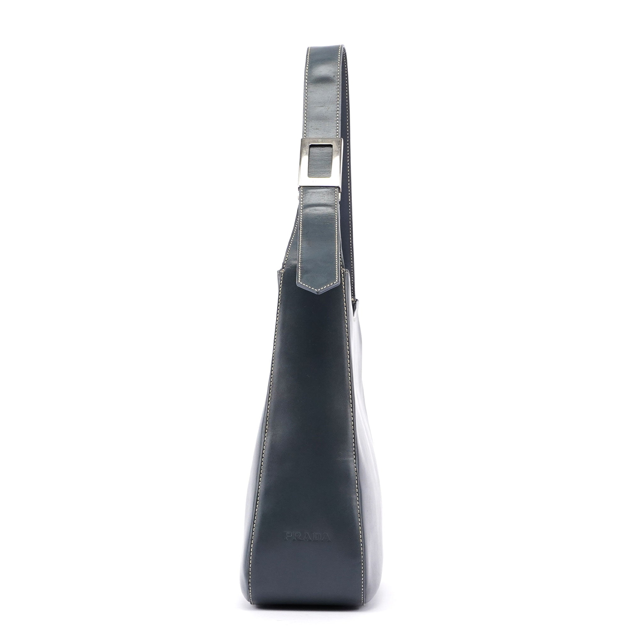 Grey Vitello Shoulder Bag