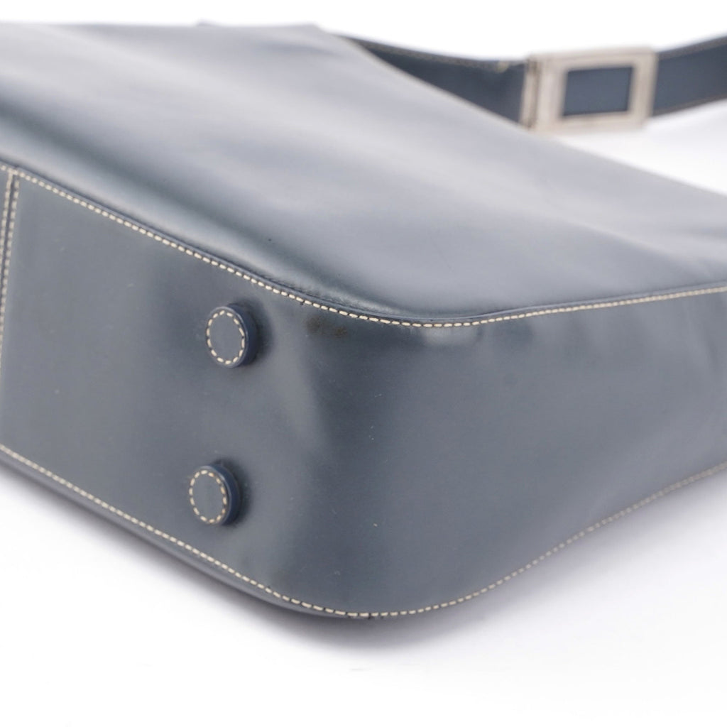 Grey Vitello Shoulder Bag