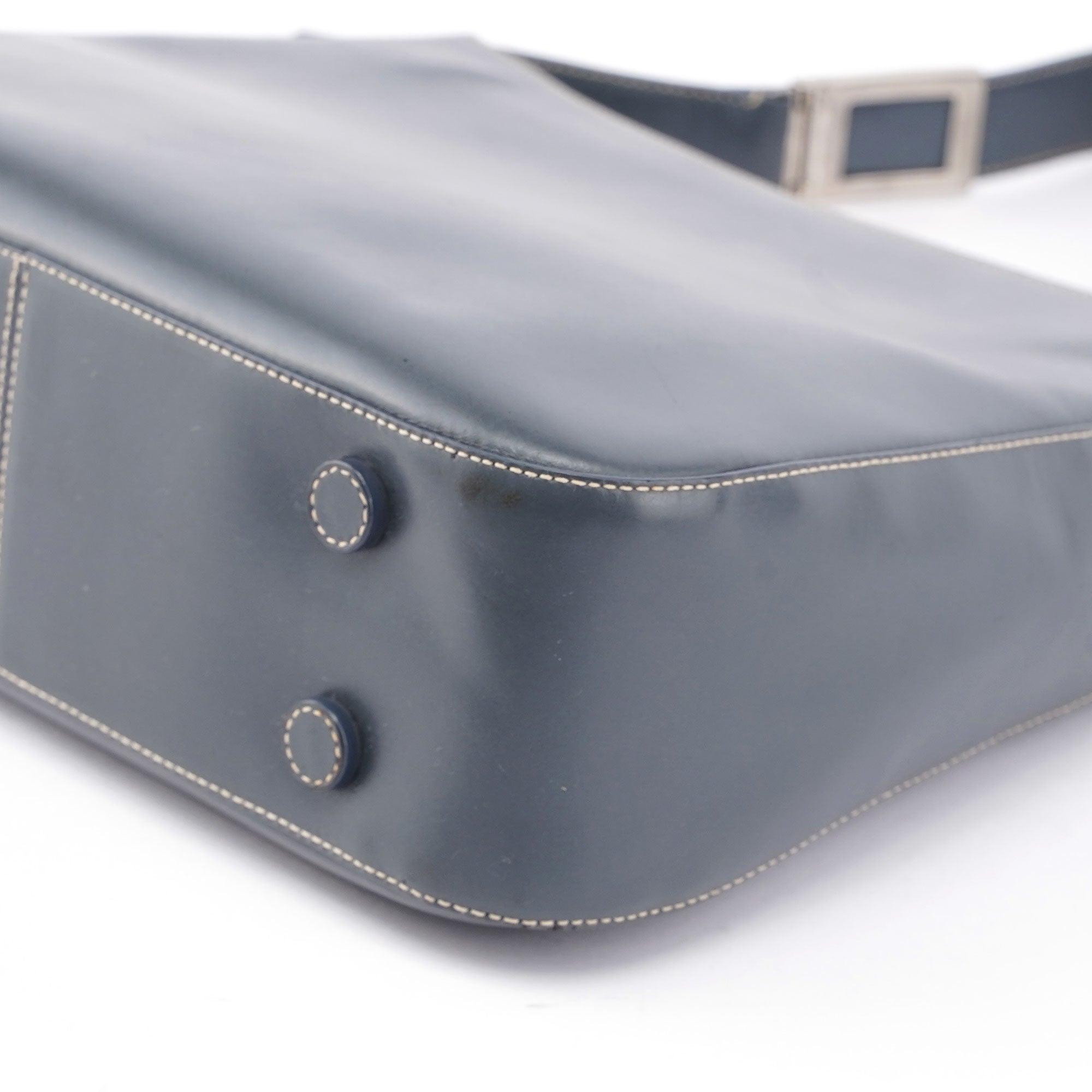 Grey Vitello Shoulder Bag