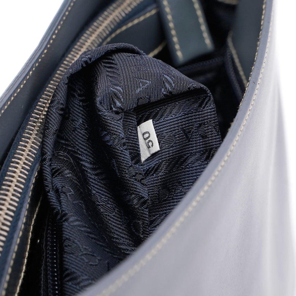 Grey Vitello Shoulder Bag