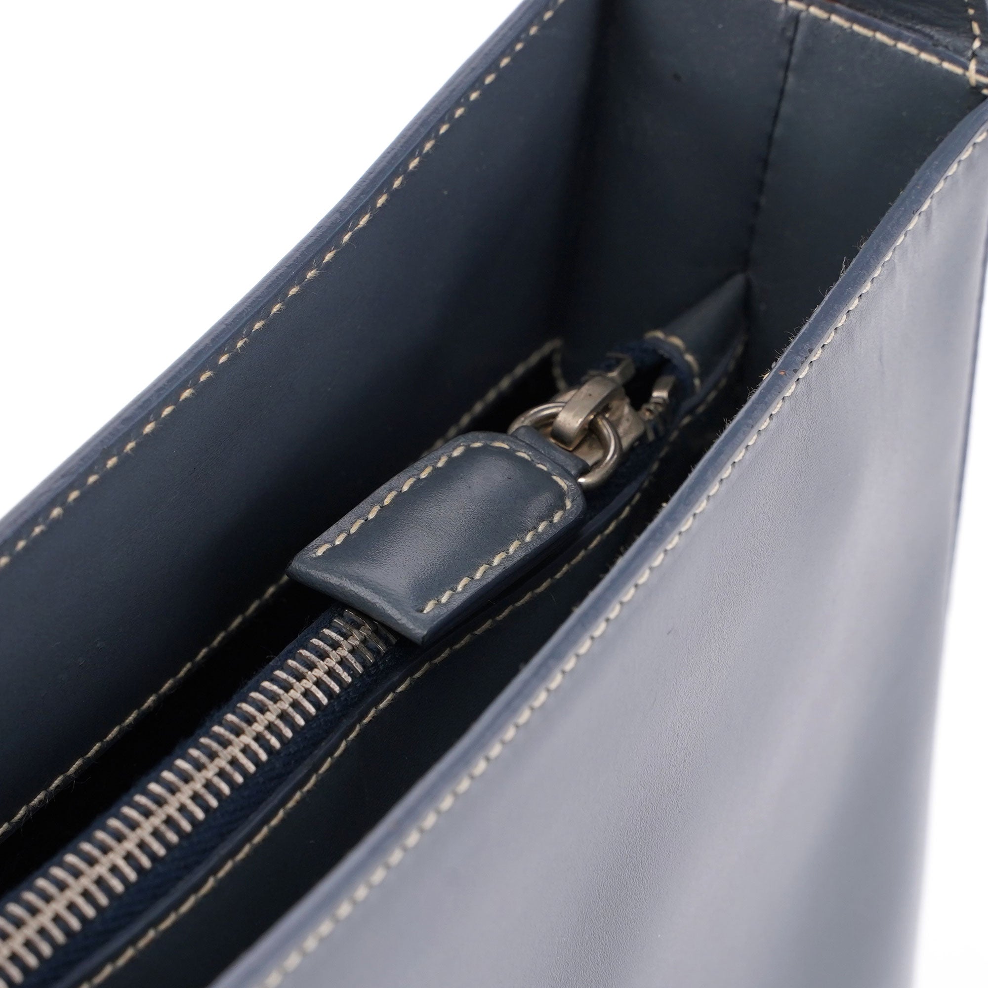 Grey Vitello Shoulder Bag