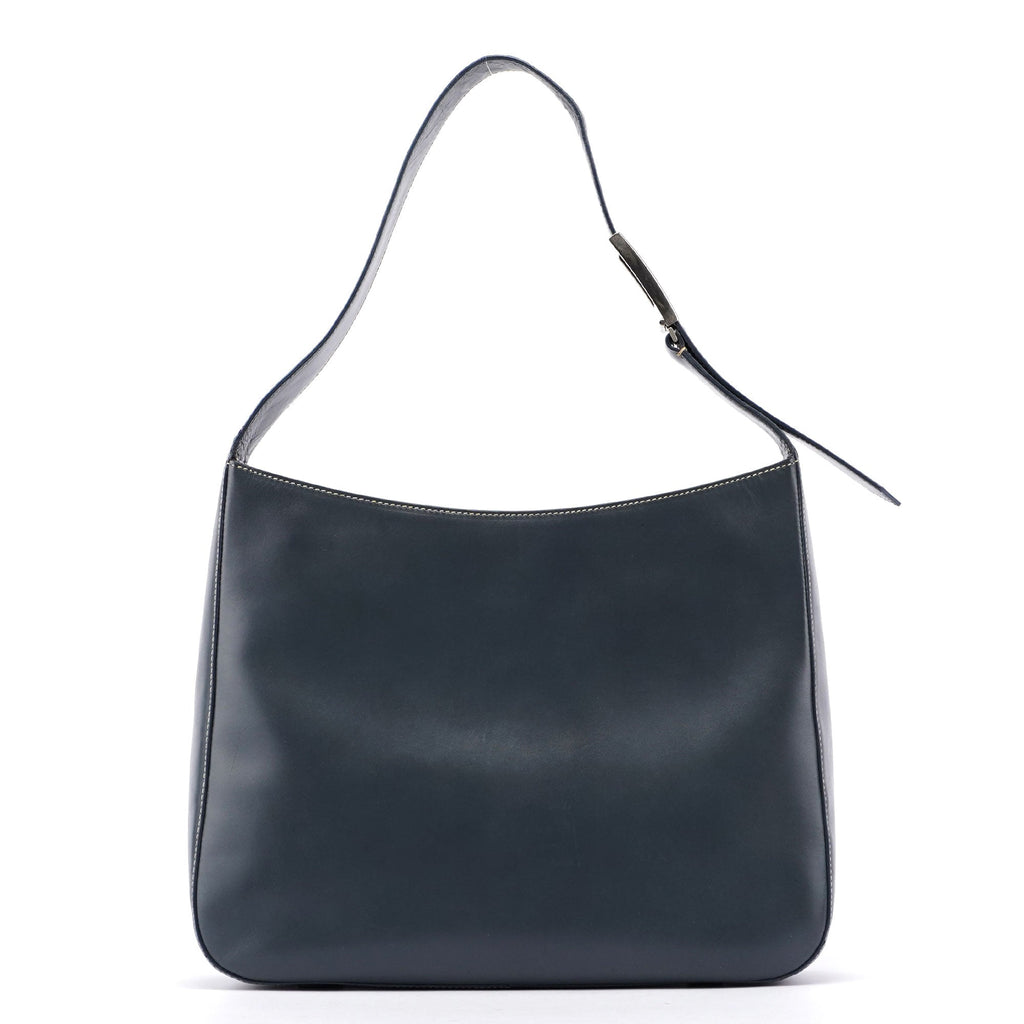 Grey Vitello Shoulder Bag