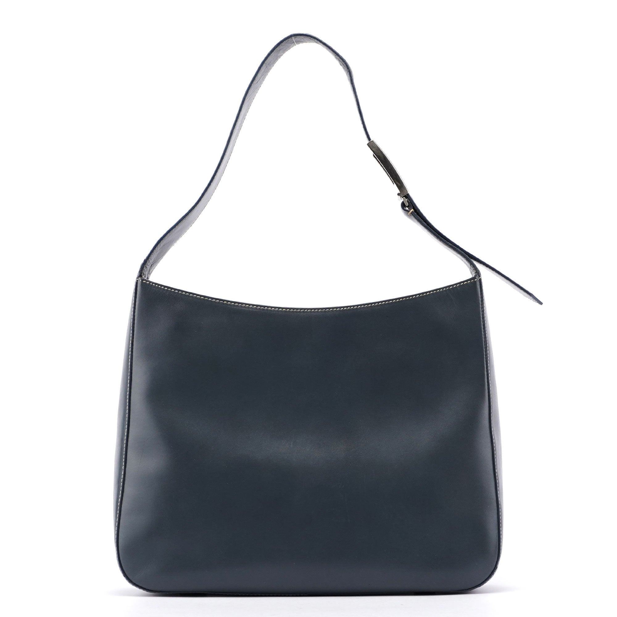 Grey Vitello Shoulder Bag