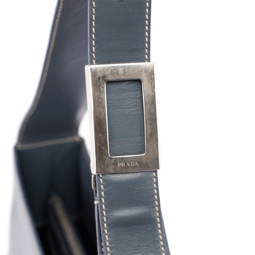 Grey Vitello Shoulder Bag