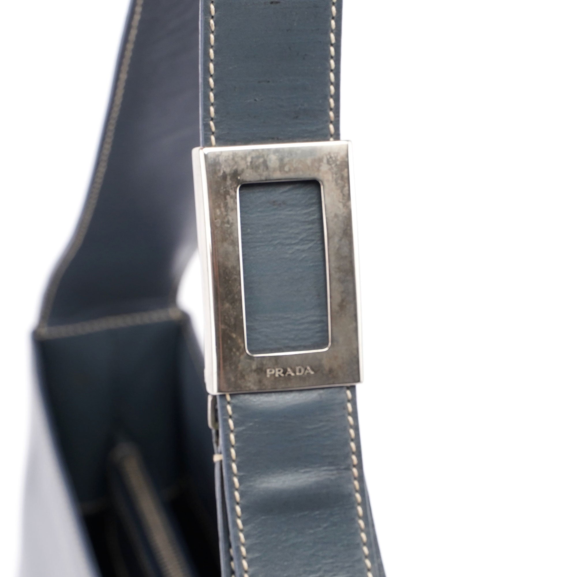 Grey Vitello Shoulder Bag