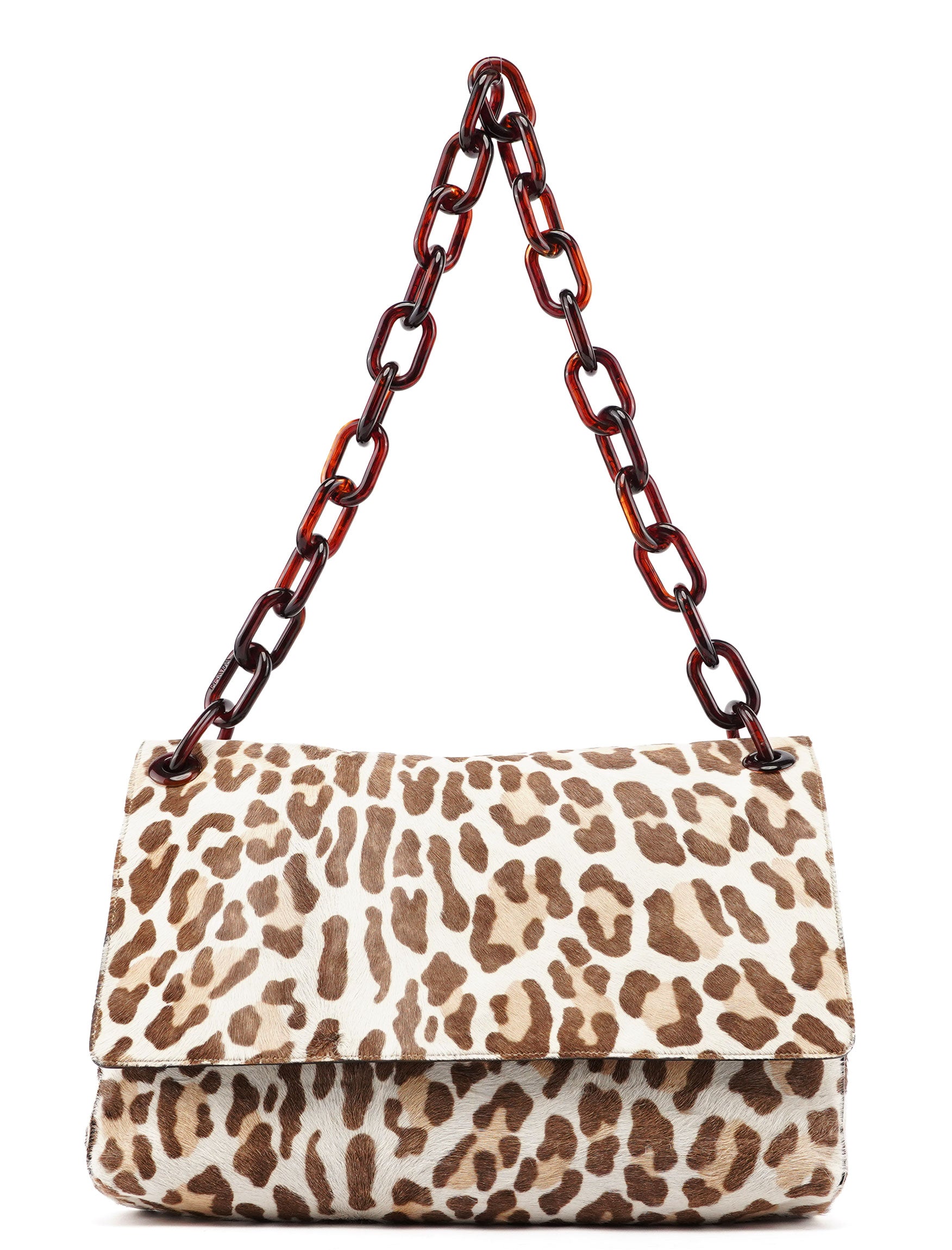 Leopard Fur Plastic Chain Shoulder Bag
