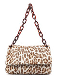 Leopard Fur Plastic Chain Shoulder Bag