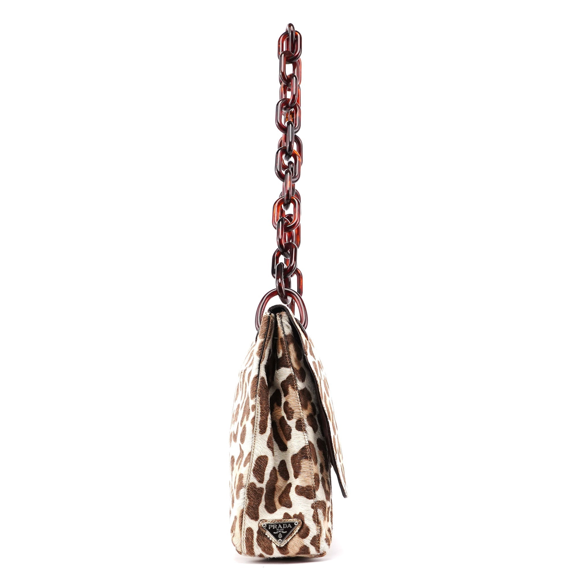 Leopard Fur Plastic Chain Shoulder Bag