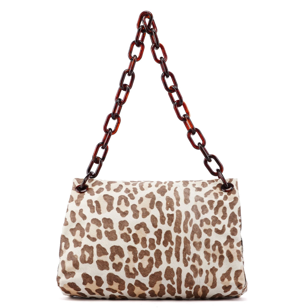 Leopard Fur Plastic Chain Shoulder Bag