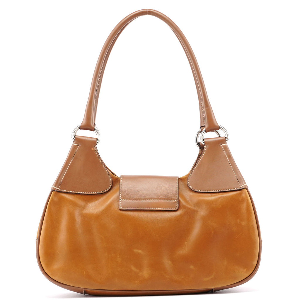 Light Brown Calfskin Belt Shoulder Bag