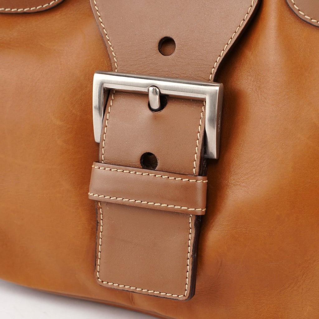 Light Brown Calfskin Belt Shoulder Bag