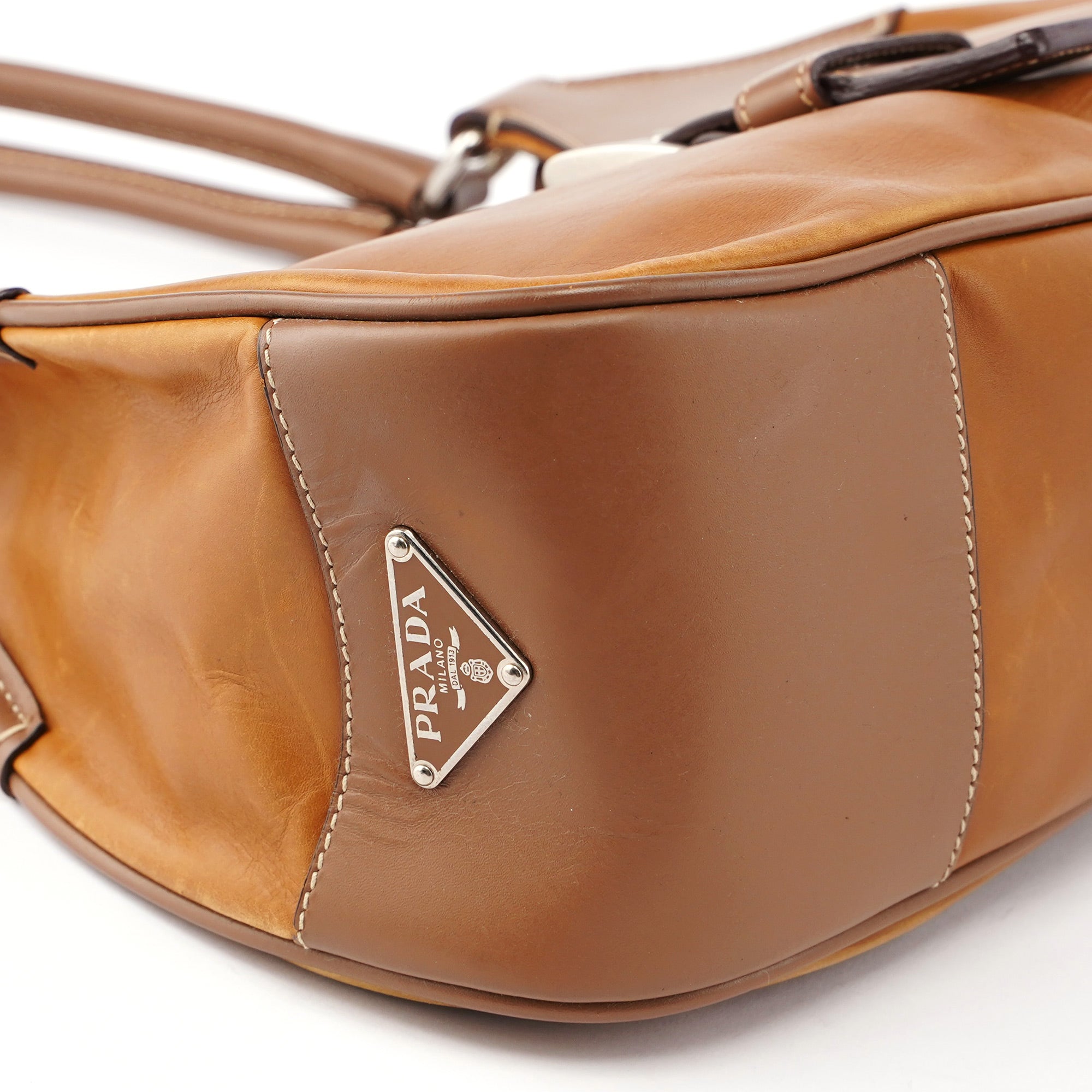 Light Brown Calfskin Belt Shoulder Bag
