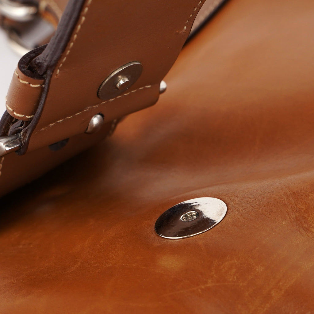 Light Brown Calfskin Belt Shoulder Bag