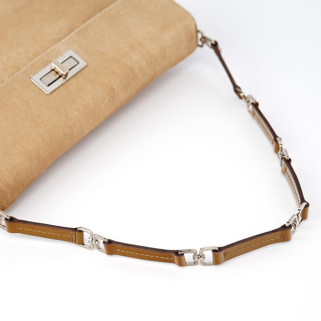 Light Brown Ponyhair Turnlock Bag