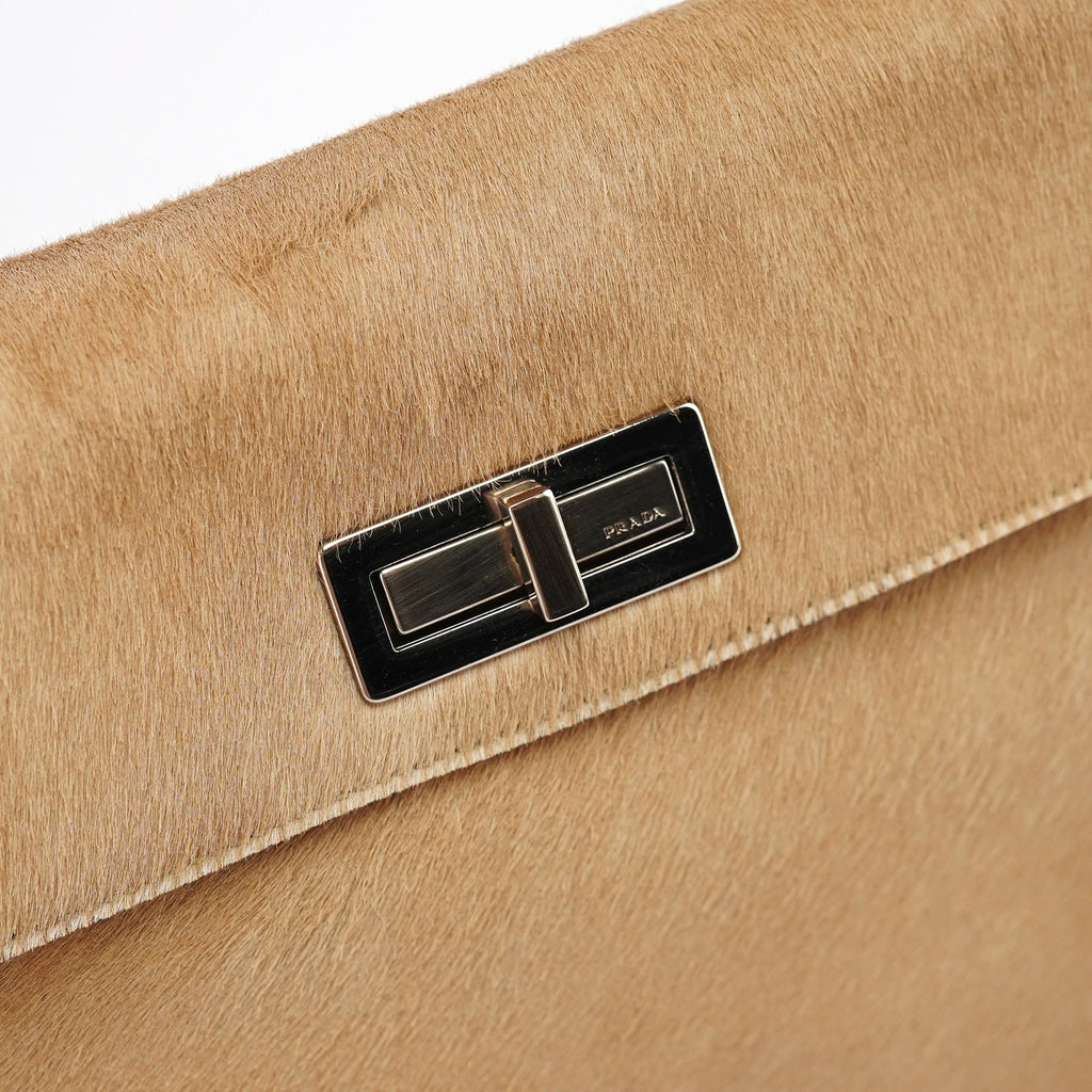 Light Brown Ponyhair Turnlock Bag