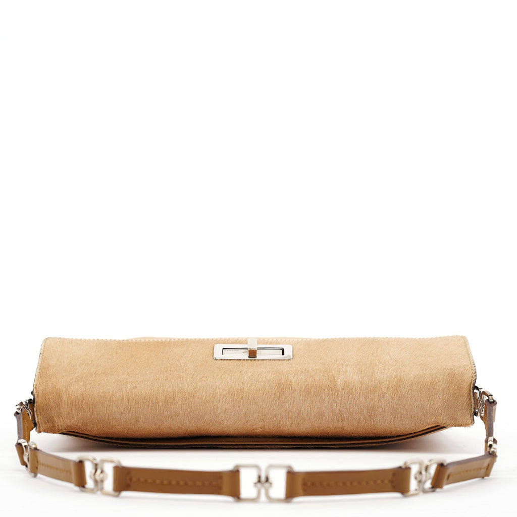 Light Brown Ponyhair Turnlock Bag