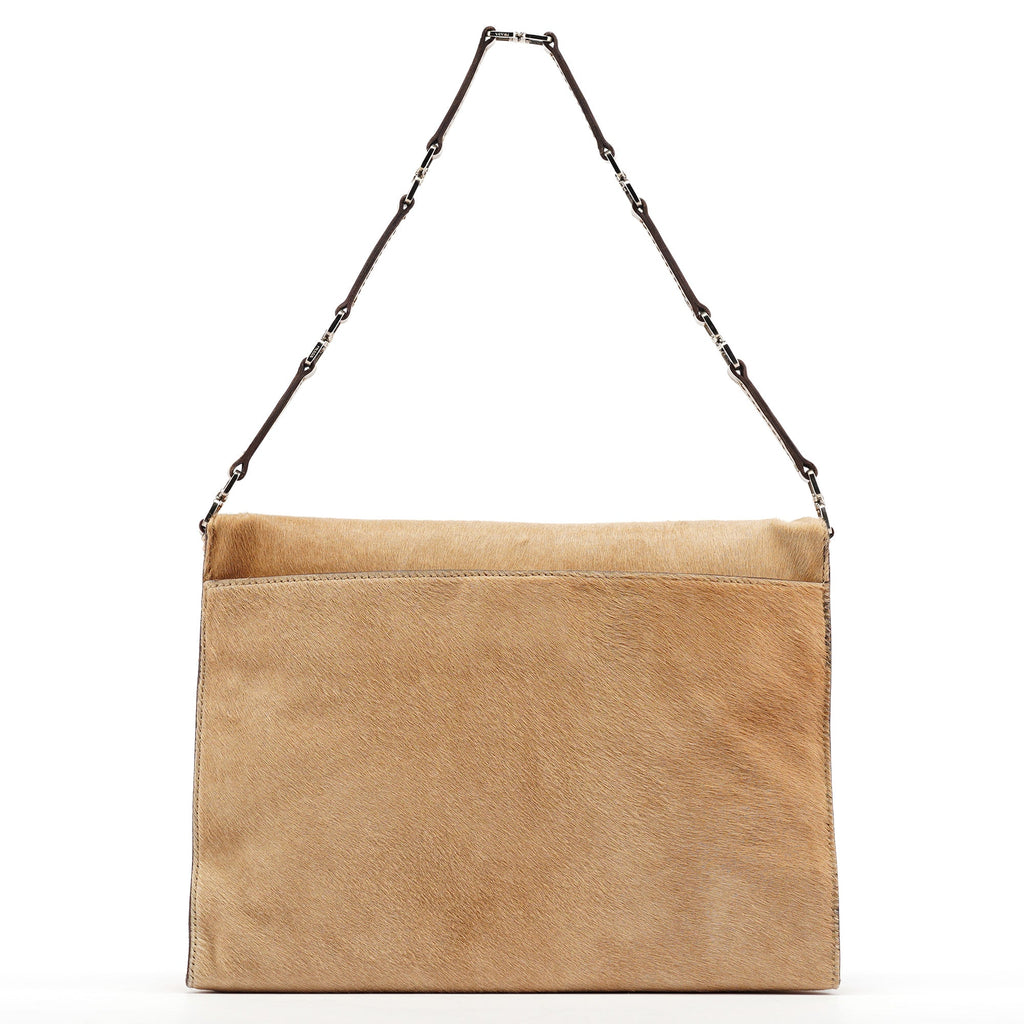 Light Brown Ponyhair Turnlock Bag