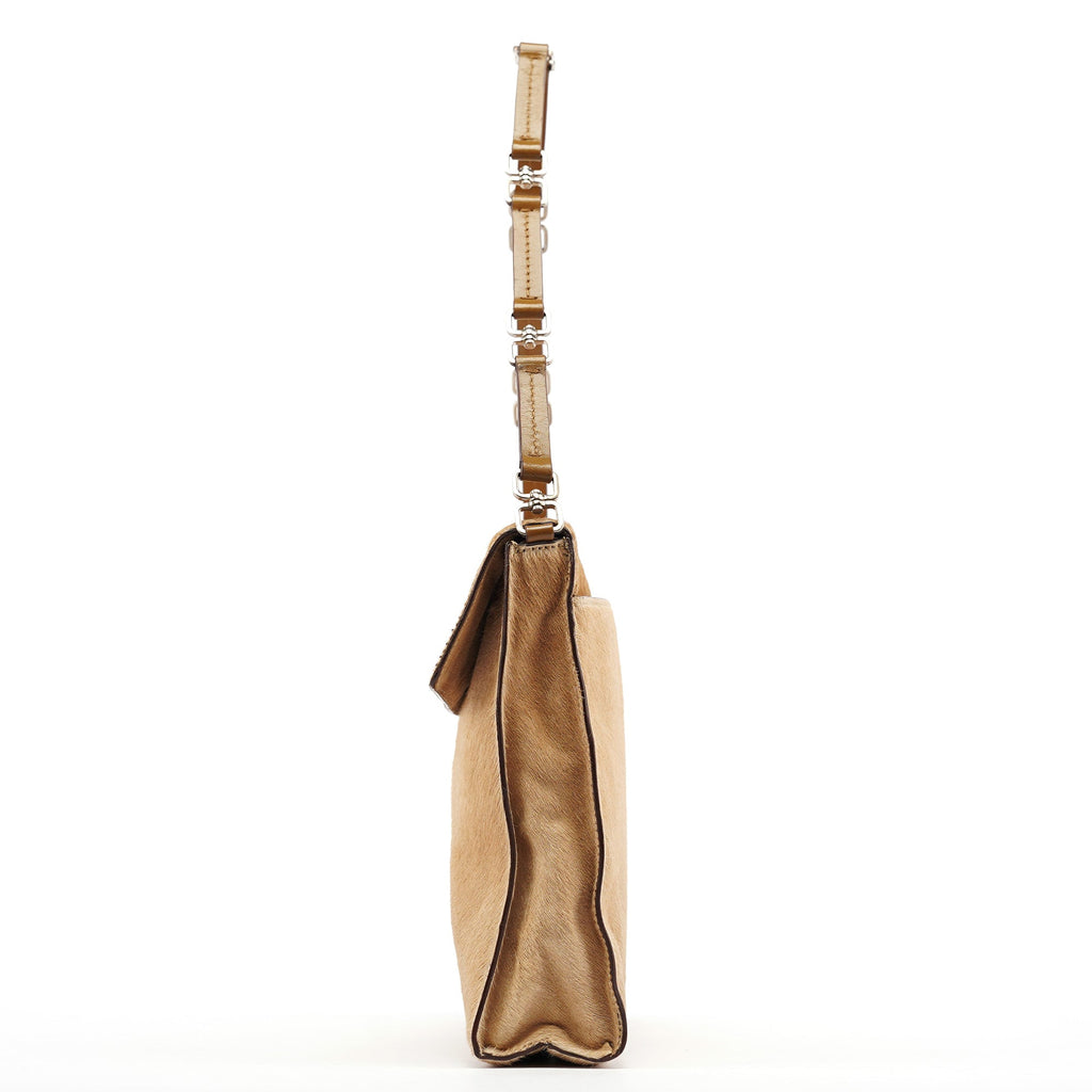 Light Brown Ponyhair Turnlock Bag