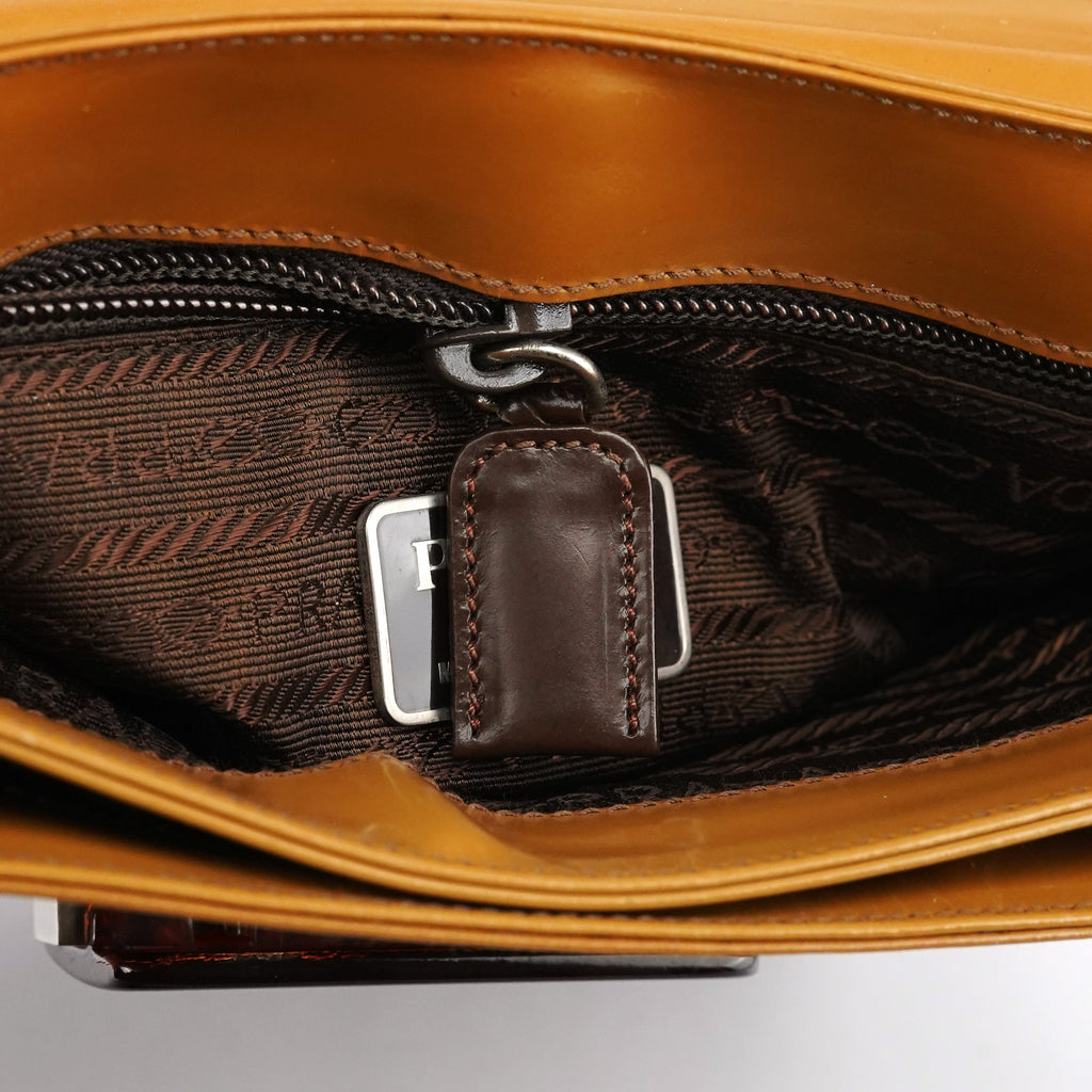 Light Brown Spazzolato Gradient Buckle Bag