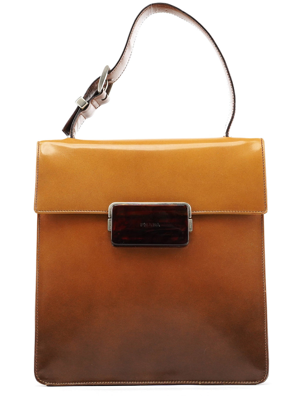 Light Brown Spazzolato Gradient Buckle Bag