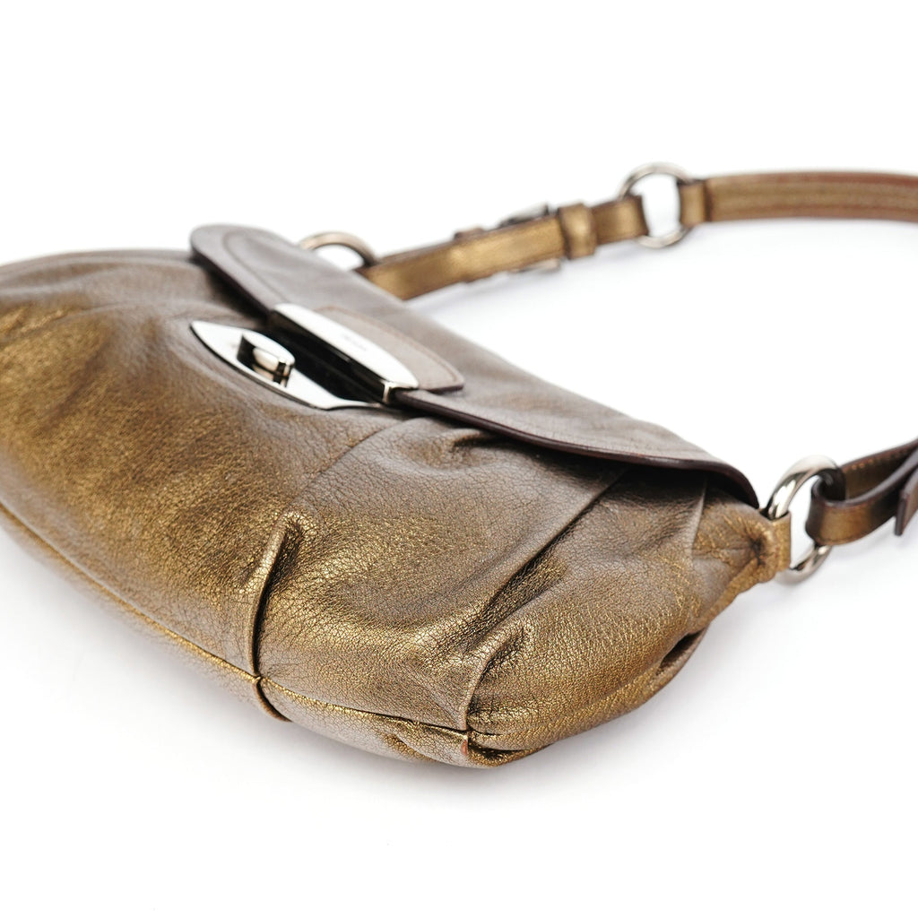 Metallic Leather Hobo Shoulder Bag