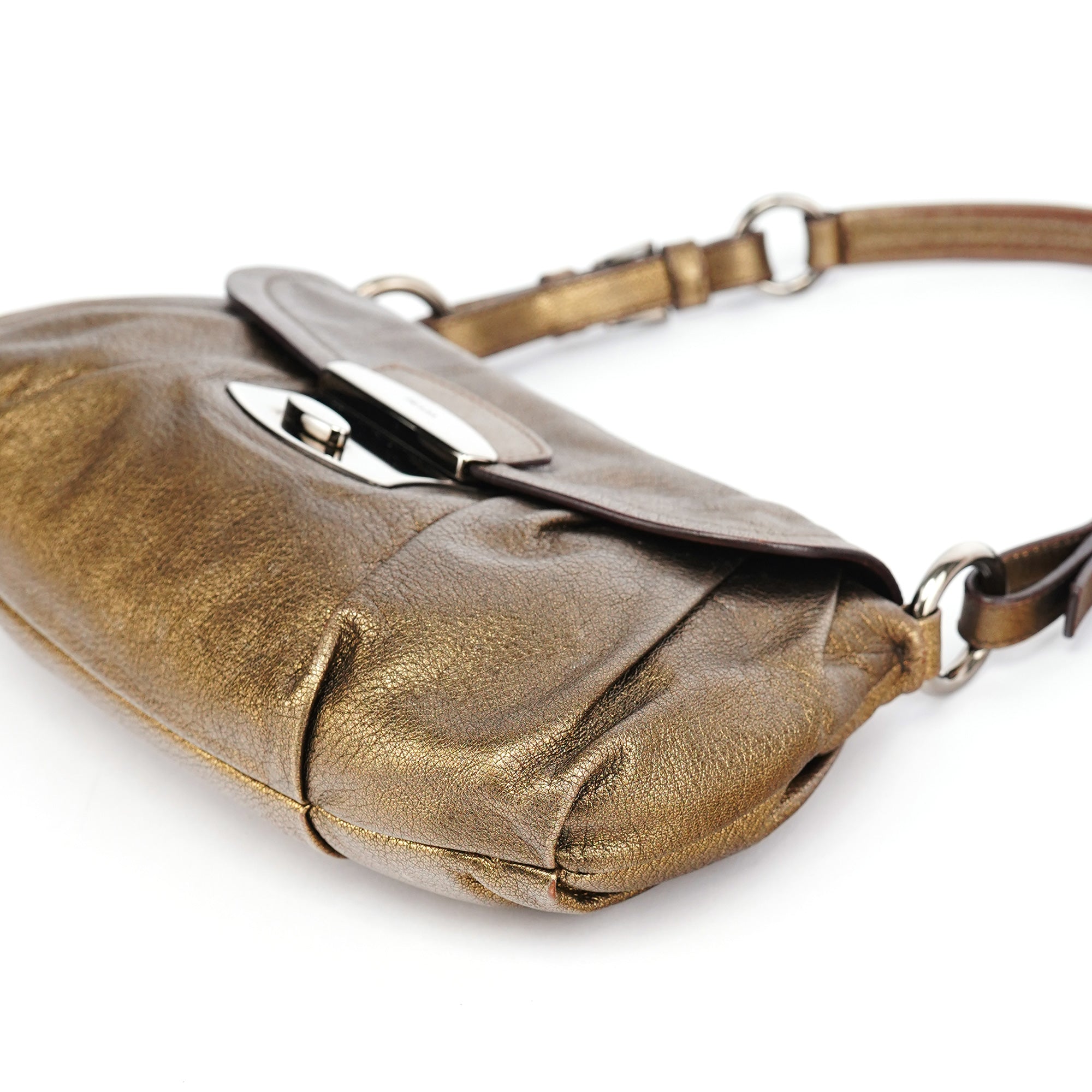 Metallic Leather Hobo Shoulder Bag