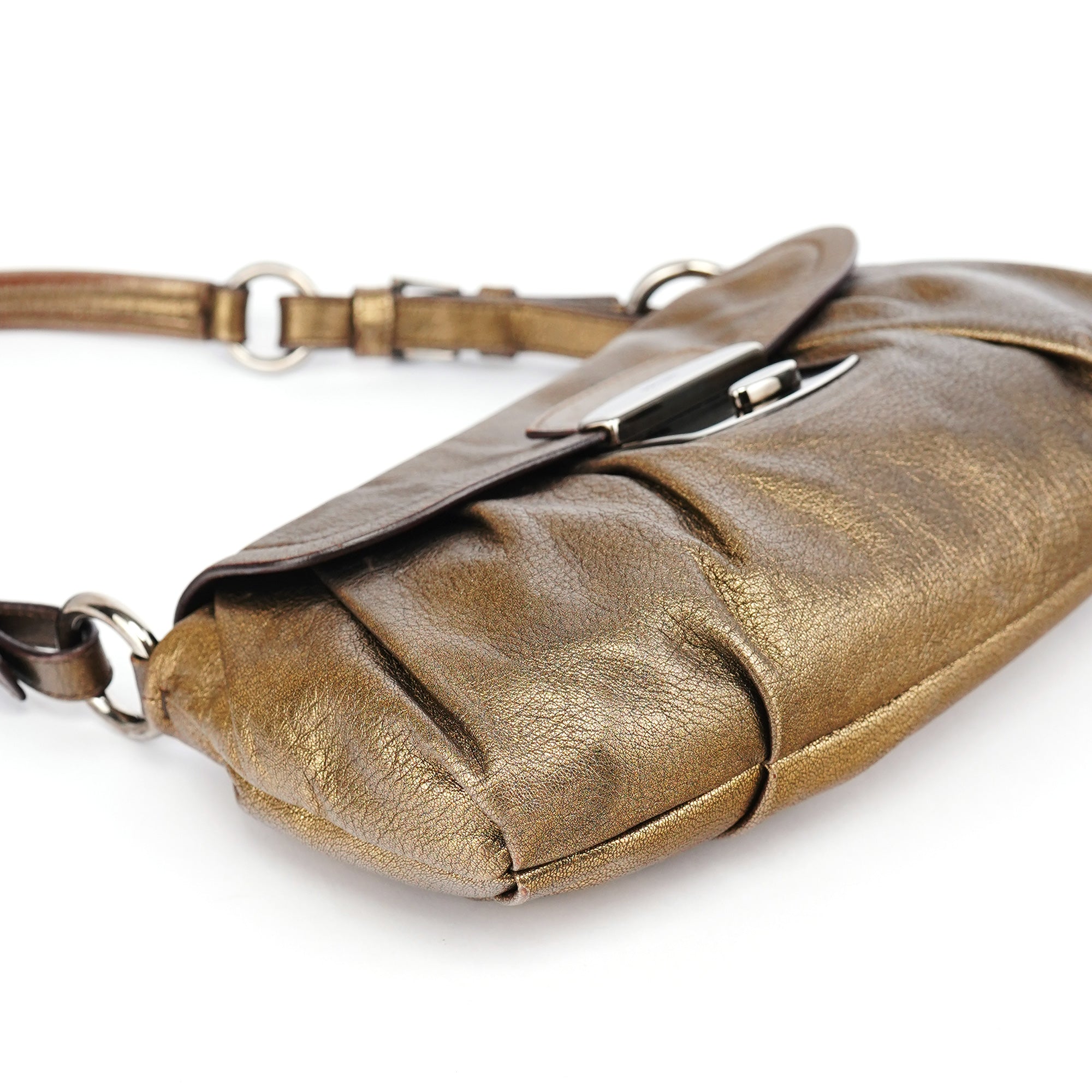 Metallic Leather Hobo Shoulder Bag