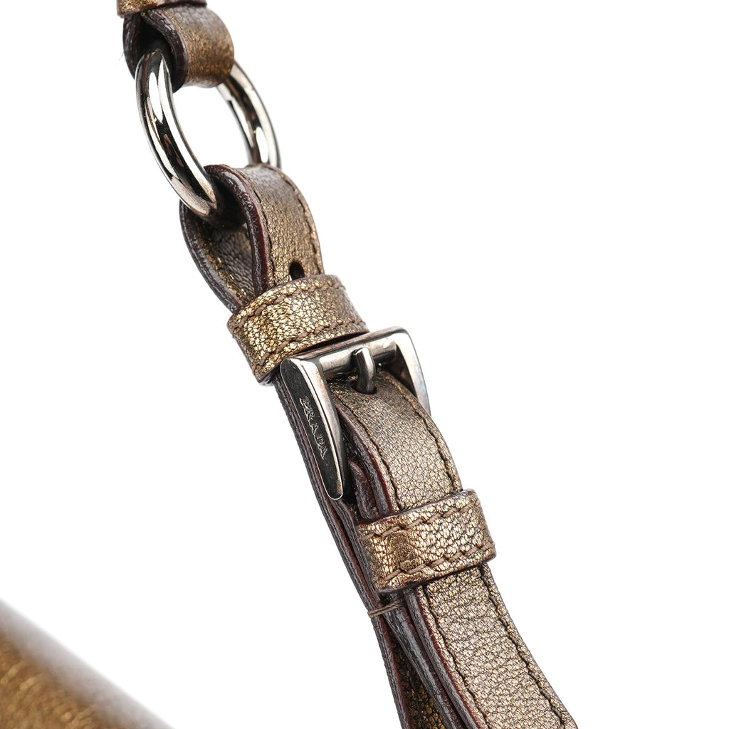 Metallic Leather Hobo Shoulder Bag
