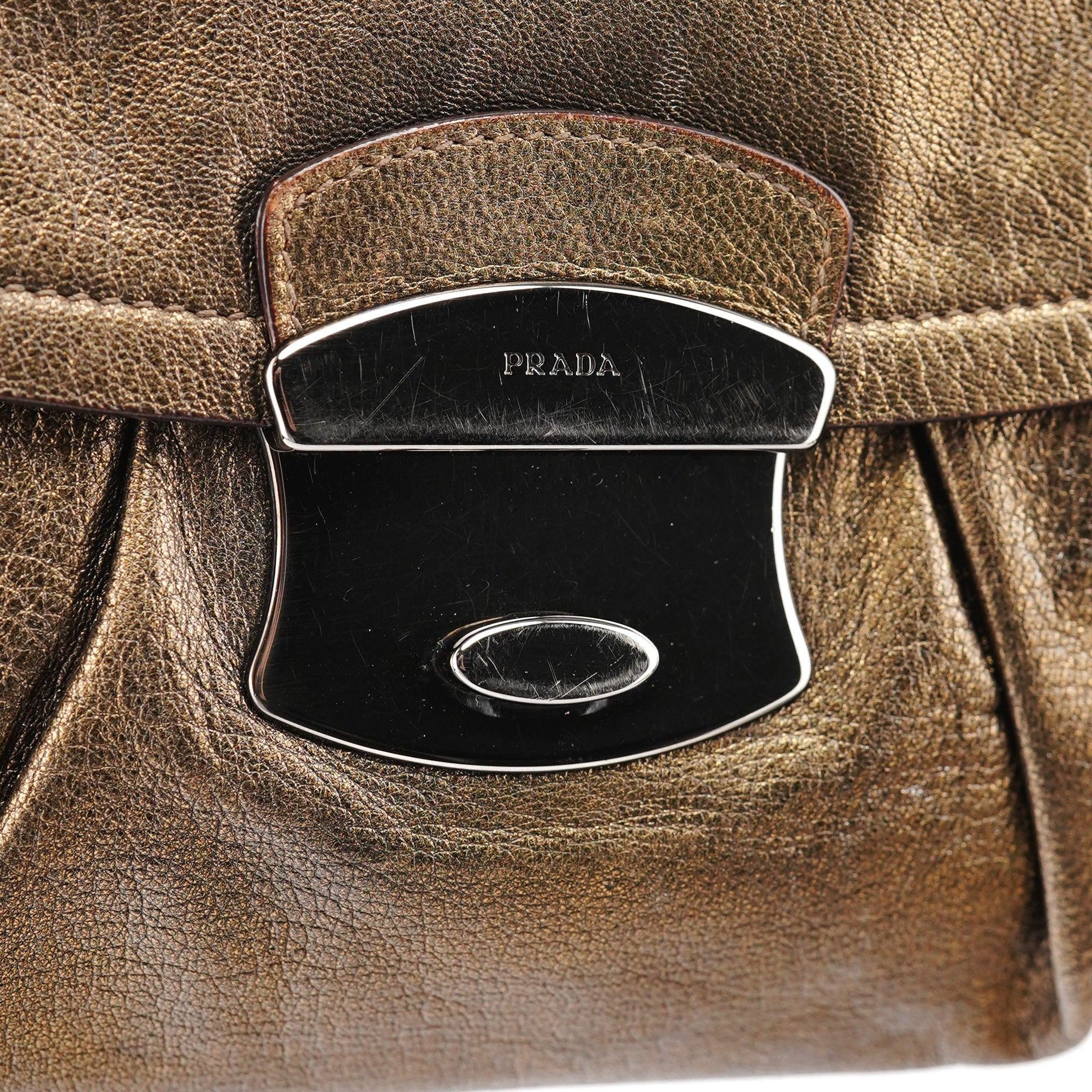 Metallic Leather Hobo Shoulder Bag