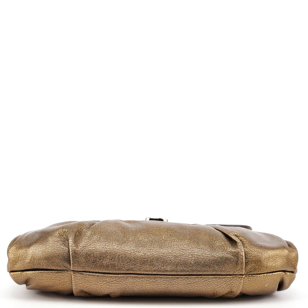 Metallic Leather Hobo Shoulder Bag