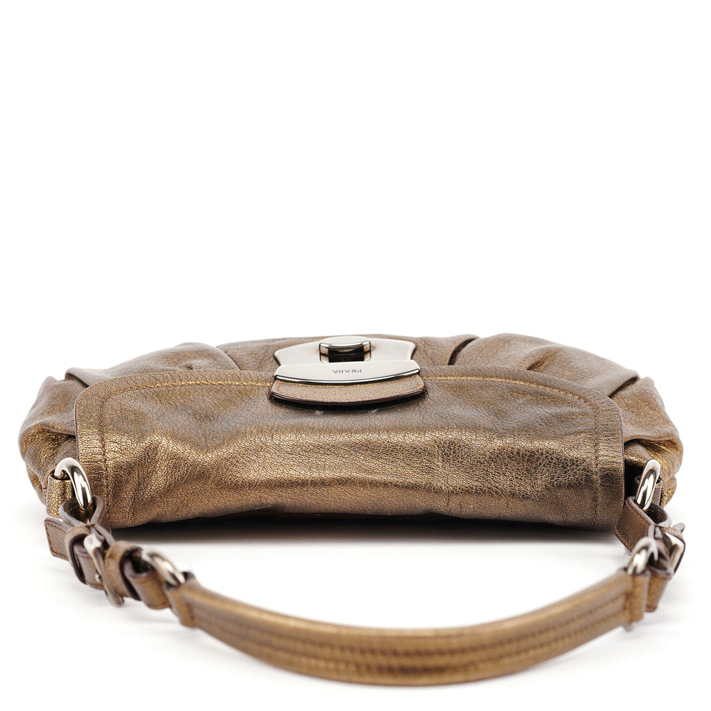Metallic Leather Hobo Shoulder Bag