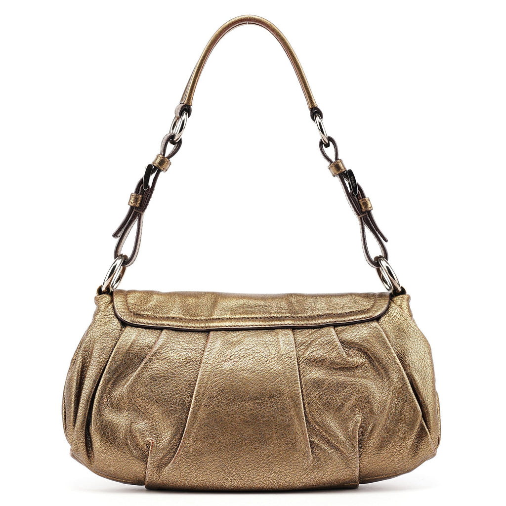 Metallic Leather Hobo Shoulder Bag